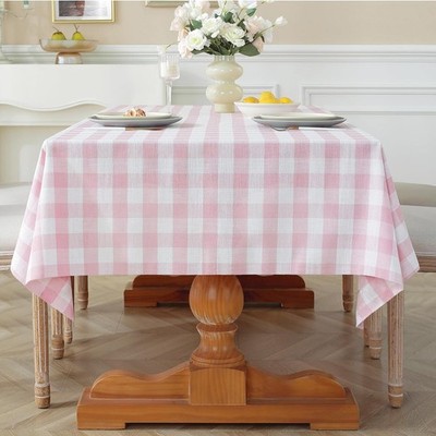Laolitou Valentines Pink Gingham Table Cloth Rectangle Tables Buffalo Plaid C...