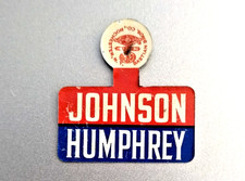 NOS VINTAGE LYNDON B. JOHNSON / HUBERT H. HUMPHREY POLITICAL CAMPAIGN COLLAR TAB
