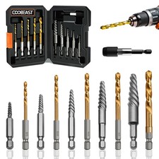 11 Pcs Screw Extractor Set,Left Hand Drill Bit,Bolt Screw Extractor Kit
