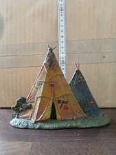 Lineol Zeltgruppe Tippi mit Indianer sitzend, Wildwest, seltene Farbe!