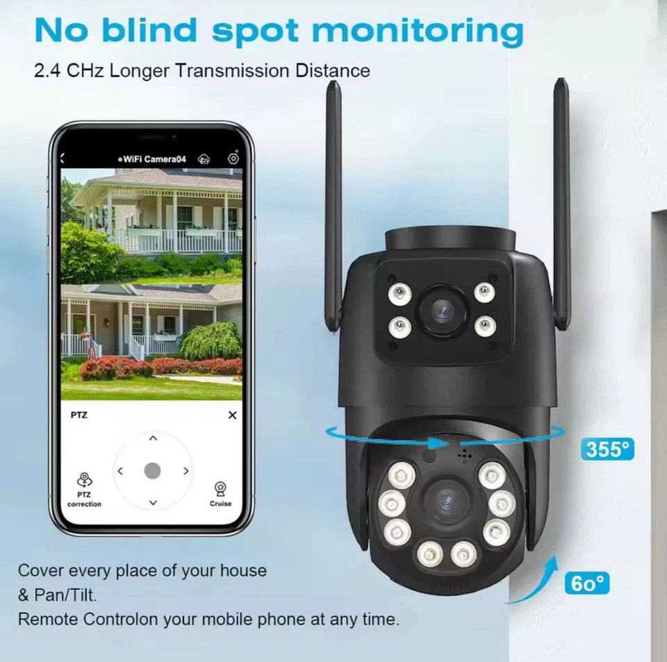 4K 8MP WiFi Surveillance Camera 4X Digital Zoom AI Human Detect PTZ IP Cameras - Image 4 of 4