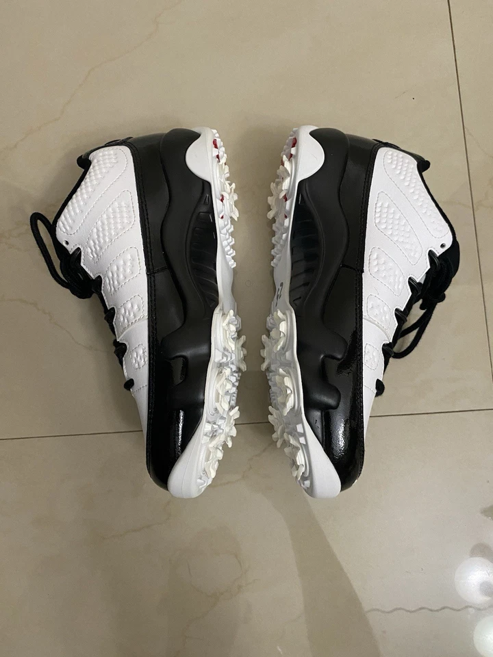 Zapatos de golf Nike Air Jordan 9 bajos blancos negros rojos verdaderos FJ5934-100 para hombre talla 4 Foto 3 de 4