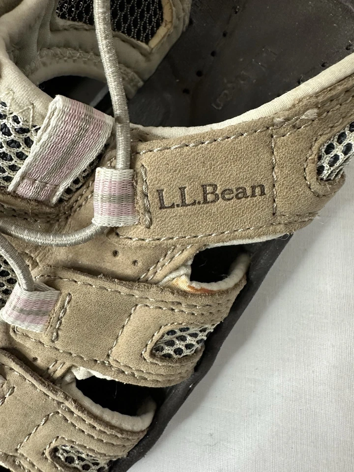 LL Bean Hiking Water Sandals Shoes Women Sz 7 Outdoors Tan Pull Tab EUC - Image 2 of 4