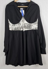 Cider Babydoll Milkmaid Shirt Dress Size XL Toile De Jouy Black White Jungle