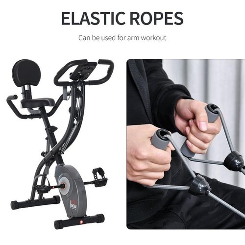 CYCLETTE PIEGHEVOLE CON SCHIENALE BANDE ELASTICHE E DISPLAY LCD GRIGIA - Foto 6 di 8