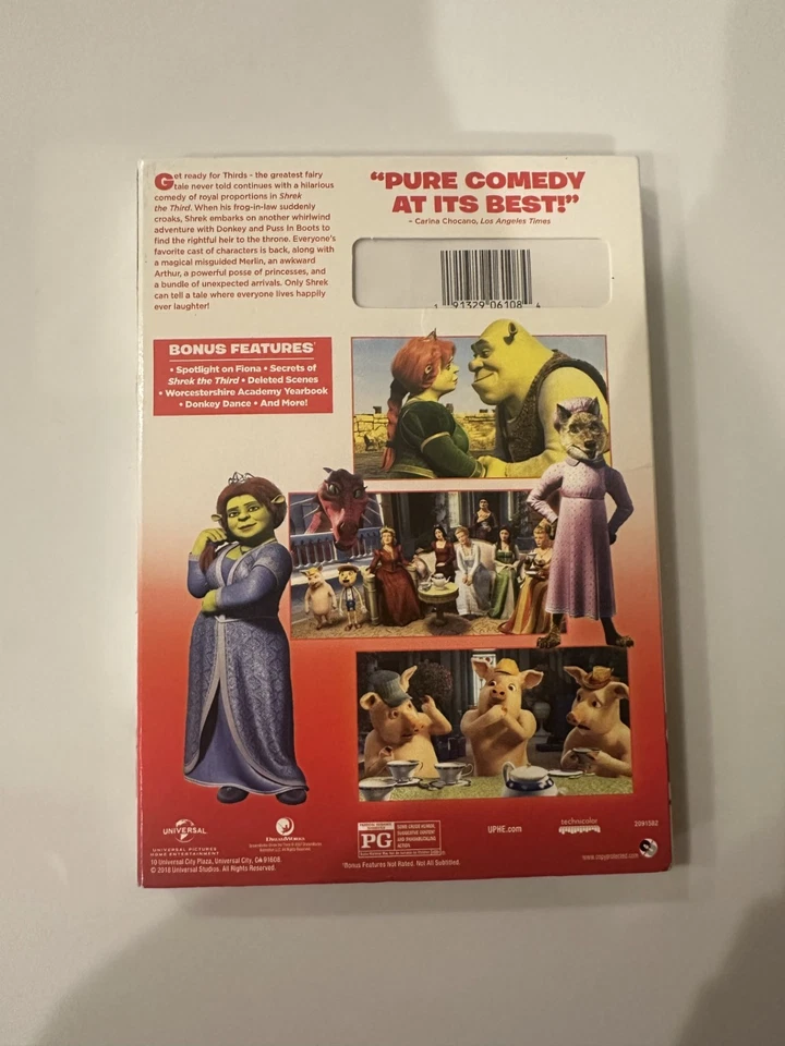 Shrek the Third DVD, Bonus Features - Brand New, Slip Cover - Image 2 of 2