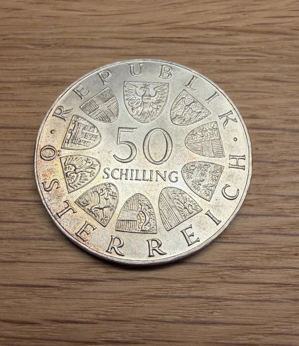 Österreich 50 Schilling Münze 1972 Universität Salzburg – 900 Silber – 18 g Fein