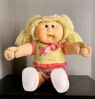 Vintage 1980s Cabbage Patch Kids Doll  Blue Eyes Yellow Yarn Hair