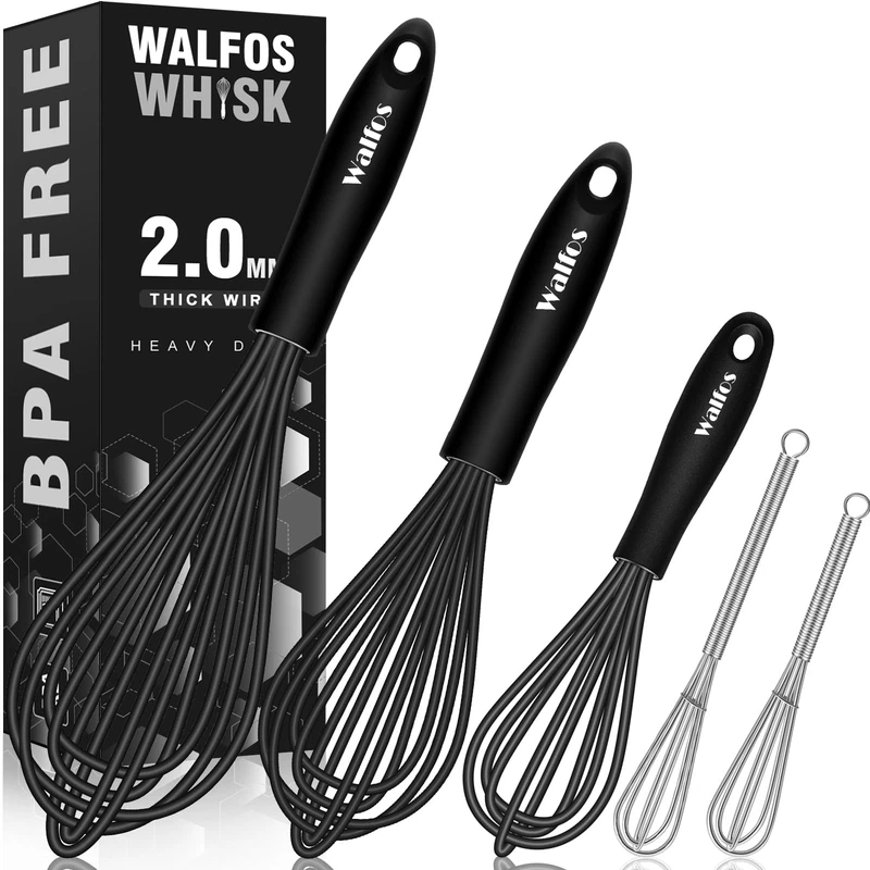 Walfos Silicone Whisks Set 75In Mini Stainless Steel Whisk Non Scratch Coated
Opens in a new window