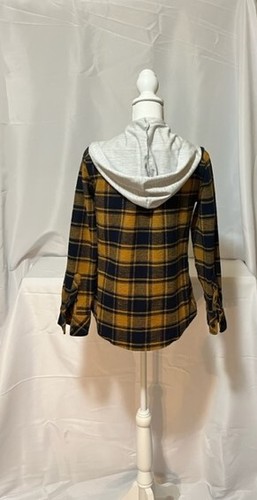Departwest Orange and Blue Plaid Hoodie Button Up Size Small - Picture 6 of 6