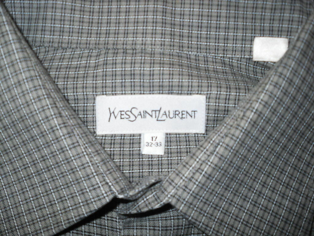 Camicia elegante Yves Saint Laurent 17 32 33 32 33 grigio marrone quadri spedizione gratuita