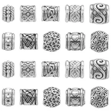 100Pcs Silver Large Hole Beads Tibetan Spacer Beads for Bracelets Jewelry Making
