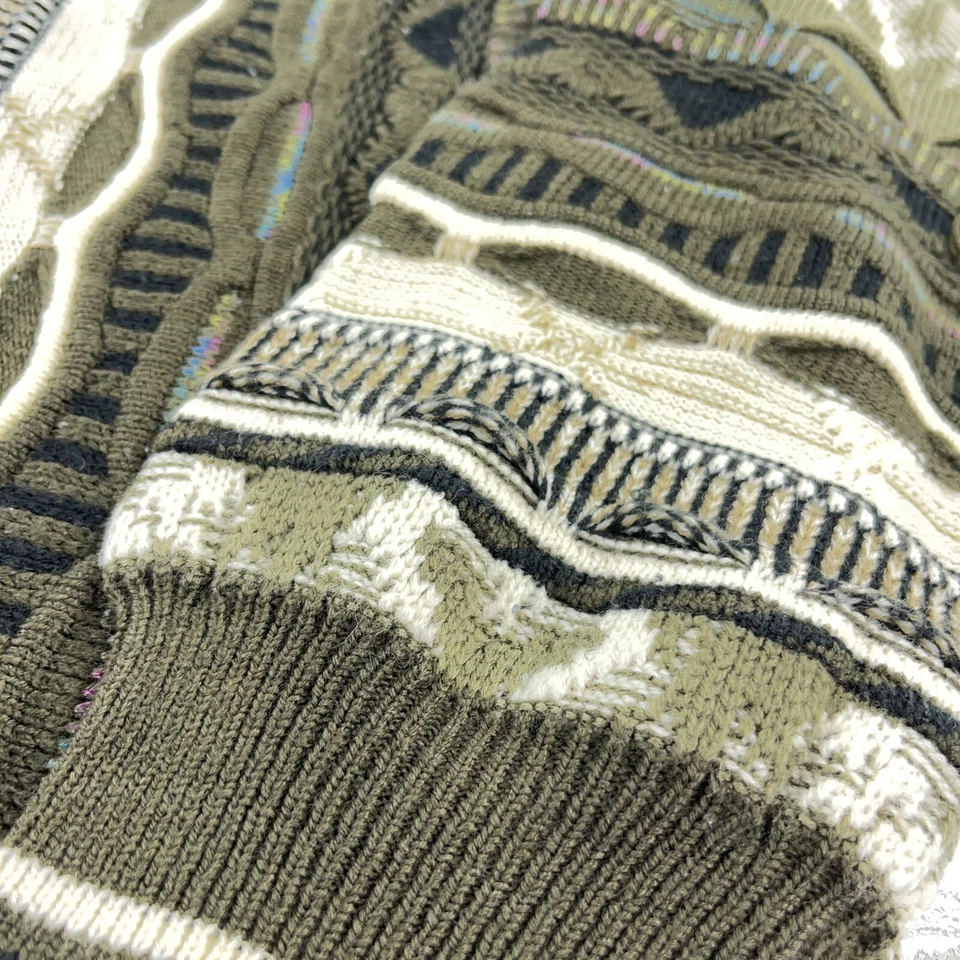 Suéter Tejido 3D De Colección Hombres XL Verde Texturizado Biggie Cosby Abuelo Años 90 Y2K Años 2000 Foto 4 de 4