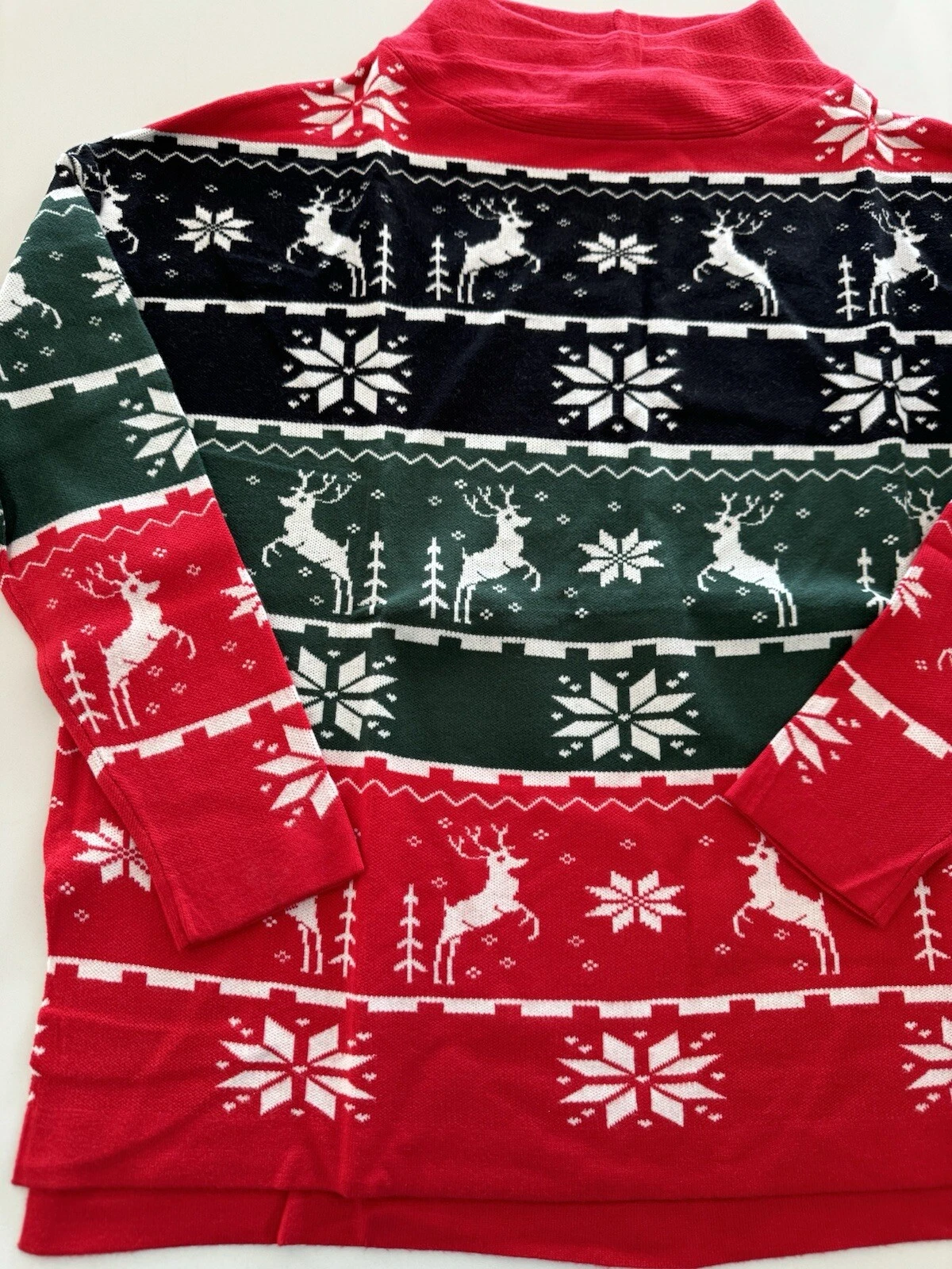 Ugly sweater Christmas snow Turtleneck Sweater oversized split hem Pullover top