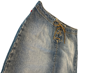 Y2K Tommy Girl Tommy Hilfiger Denim Mini Skirt Lace Up Front 