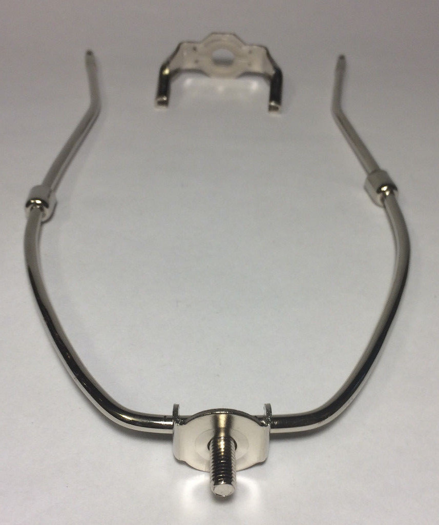 Nickel Finish Lamp Harp & Base - 9 Inch Shade Holder - HAR58N - For Lamp Repair & DIY