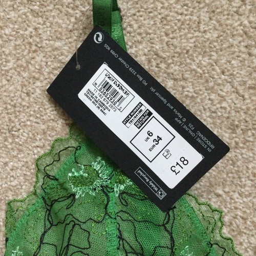 Reggiseno bralette M&S Autograph taglia 6 Allure lusso ricamo svizzero verde - Foto 2 di 8