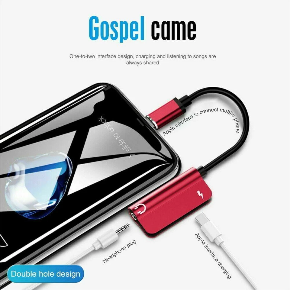 3.5mm Headphone Jack AUX Splitter Adapter and Charger For iPhone12 11 XS X 8 lot - Image 2 of 4