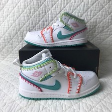Nike Air Jordan 1 Mid SE TD Shoes Toddler SZ 7C White/Teal/Pink DM6220-100