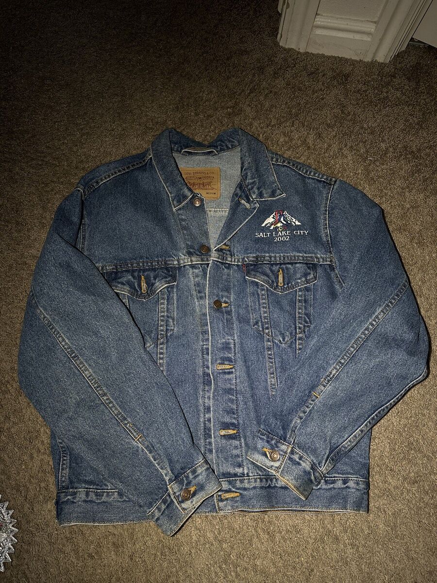 Vintage 2002 Olympic Games Salt Lake City Blue Denim Jacket Vintage 2002 Olympic Games Salt Lake City Blue Denim Jacket