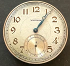 Antique 1929 Waltham 1894 225 Pocket Watch Movement Parts Art Deco 12s 17j USA
