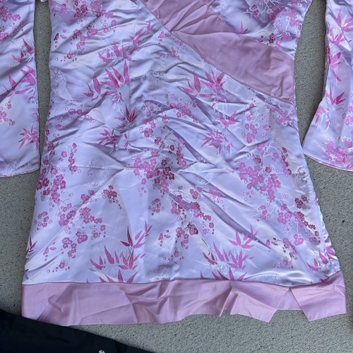 Leg Avenue Sexy Short Kimono Geisha Mini Dress Sleeved Costume Pink Cosplay Set - Picture 19 of 23