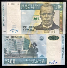 MALAWI 200 KWACHA 2004 P55 Banknote World Paper Money UNC Currency Bill Note