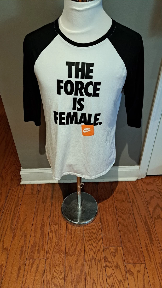 Nike Shirt The Force Is Female Black 3 4 Sleeve Crew Neck Athletic