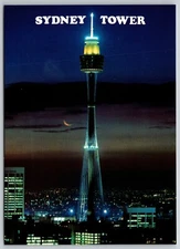 Sydney Tower Night Illumination and Cresent Moon Australia (6X4in) Postcard 9610