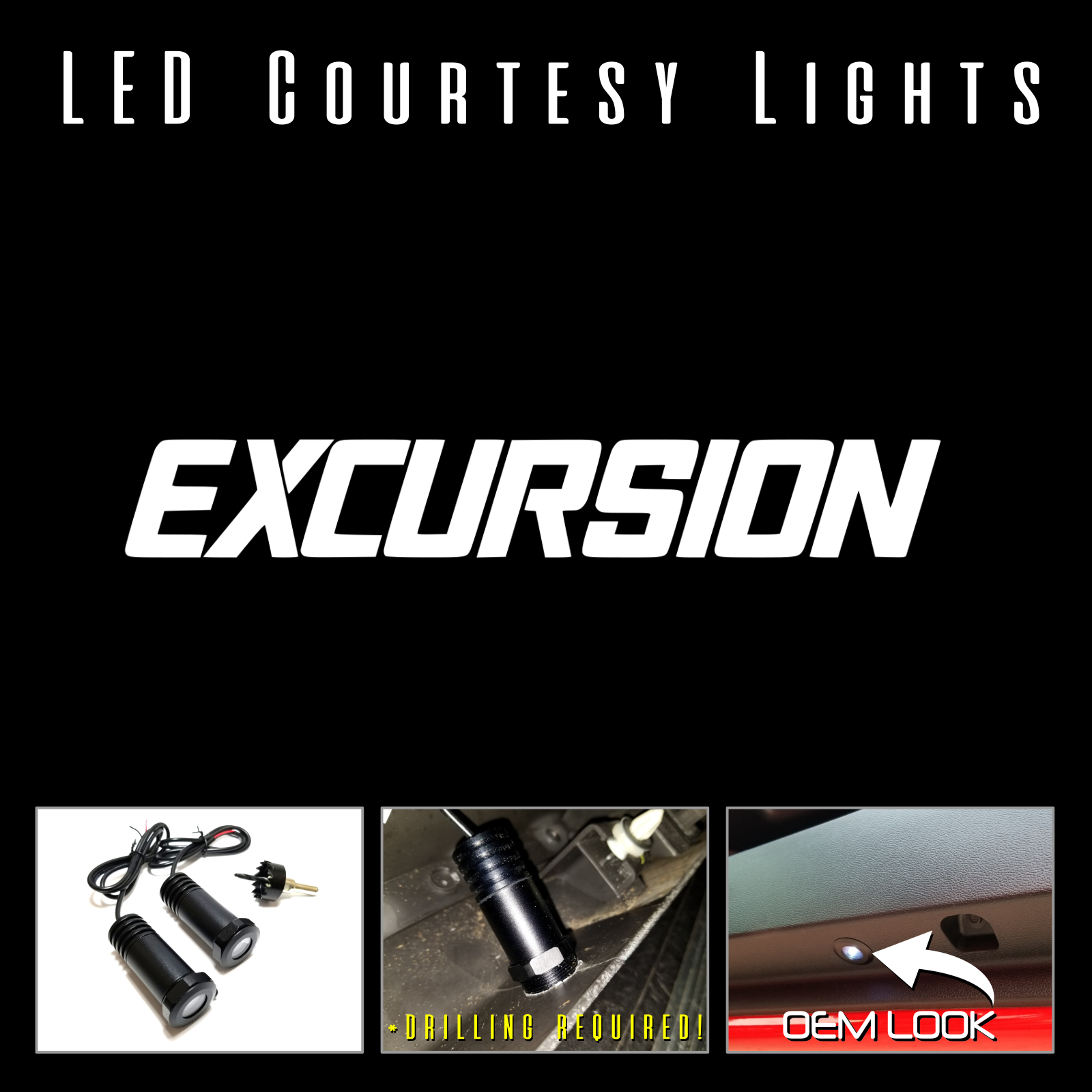 2Pc LED Courtesy Logo Door Lights Ghost Shadow Projectors Excursion