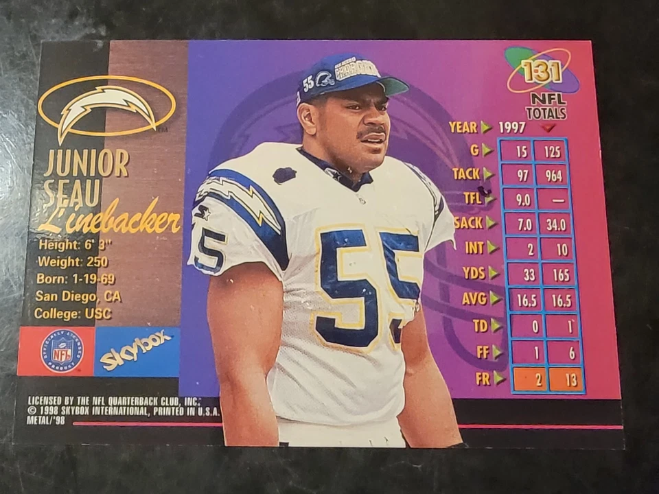 1998 Metal Universe Football #131 Junior Seau  - Image 2 of 2