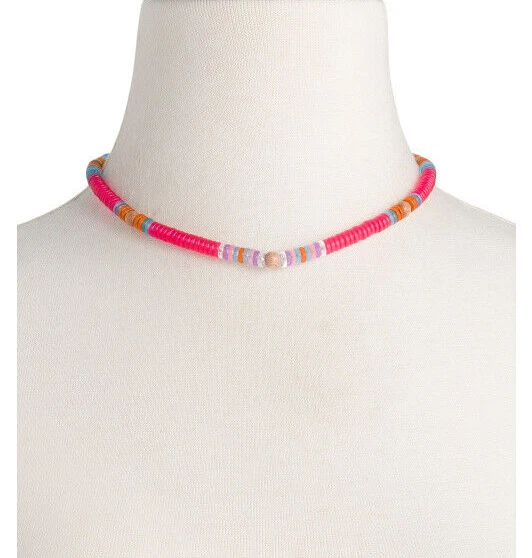 Gargantilla de latón chapado en plata collar DANNIJO resina Heishi y cuentas de madera Foto 2 de 4