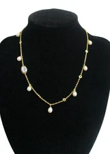 Cameo Italiano Cameo, CZ and Pearl Necklace 17"