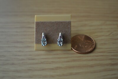0.64ct Espirito Santo Aquamarine / Sapphire Earrings Platinum over Fine Silver
