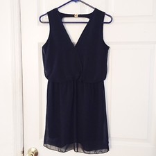 Zara Woman Black Dress Sleeveless V Back Size S Faux Wrap Bodice