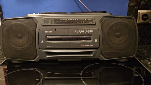 Philips AW 7502/00 Turbobass Ghettoblaster Vintage Sammlerstück - 2 Kasssetten - Video 1 von 1