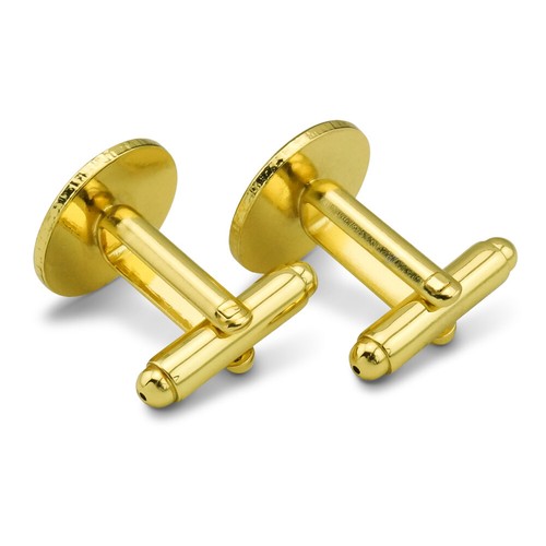 Letter P Floral Monogram Initial Round Cufflink Set Gold Color - Picture 3 of 6
