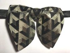 NEW Oversized Black,Silver,Gold Metallic Bow tie Vintage style 70s Wedding Prom
