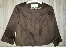 Anthropologie Leifsdottir Brown Cropped Tencil Blend Lined Pockets Jacket Sz 2