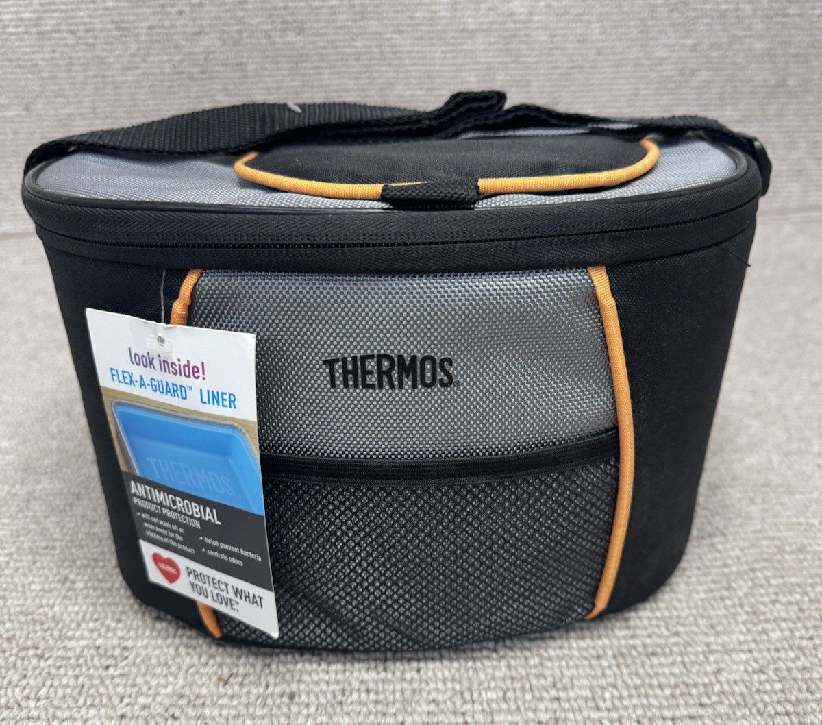 Black & Gray Lunchbox Insulated 6 Can Cooler With Handle Brand New