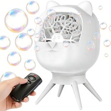 Upgraded Bubble Machine with Remote Control, Automatic Rotation 1800mAh Recharge