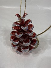 Red Pinecone Christmas Ornament 4" tall