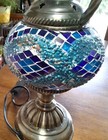 White, Light & Dark Navy Baby Blue Diamonds Turkish Lamp Pitcher Design Metal — photo 9