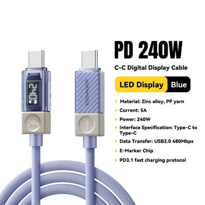 240W USB Type C To Type C Cable PD Fast Charging Wire For iPhone 17 16 Macbook