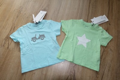 Set 2 T-Shirts Bellybutton neu Gr 62 Biobaumwolle Auto Stern (NP vom Set 25,90 )