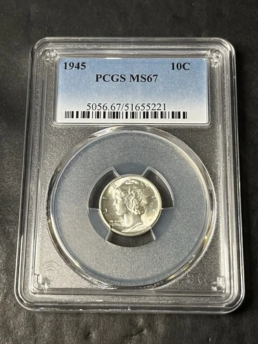 1945 mercury dime Pcgs Ms66