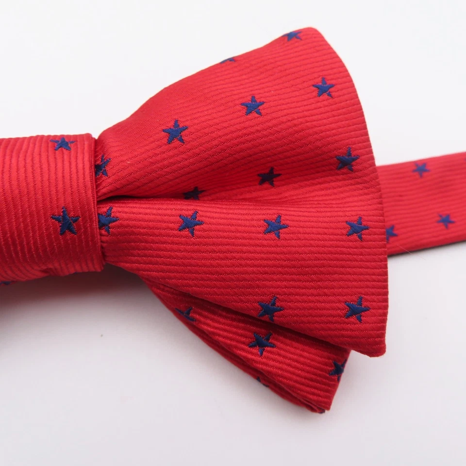 Merona 领结红色蓝色星星 2.5 英寸宽领带聚酯纤维 — 第 2/4 张图片
