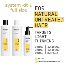 Nioxin Scalp + Hair Thickening System 1 KIT (Full Size)-natural & light thinning