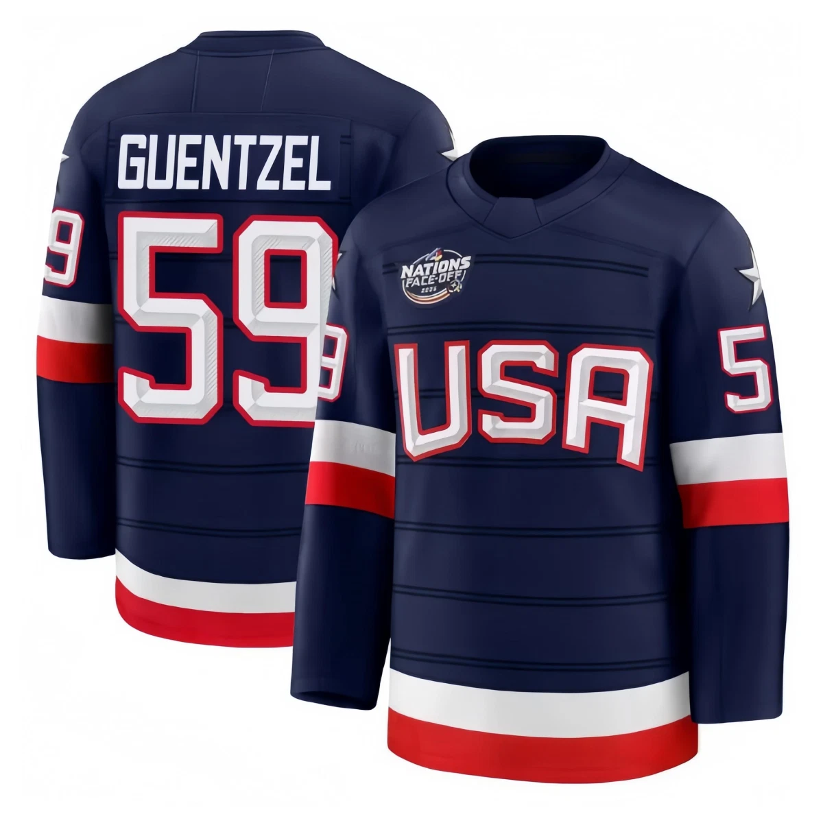 Custom Men's Navy 2025 4 Nations Stitched Hockey Jersey