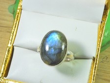Anello ovale in labradorite US-9 anello con pietre preziose grosse in argento...